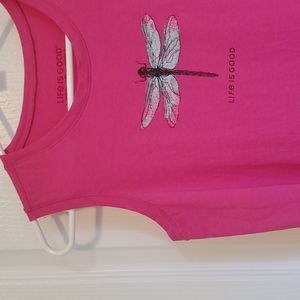 Life is Good Pink Dragonfly Tank in Small